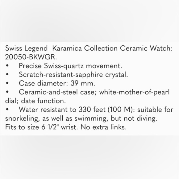 Swiss Legend Karamica Black Ceramic Watch - Picture 5 of 8